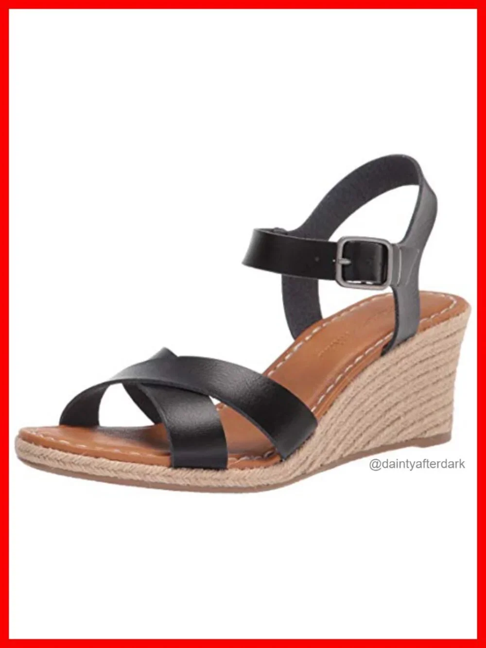 Womens Espadrille Wedge Sandals Adjustable Buckle Faux Leather Slingback
